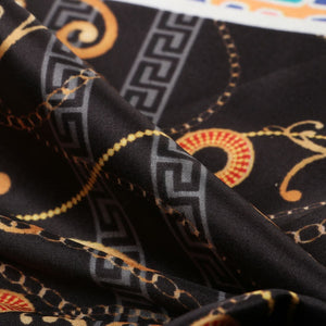 Black And Gold Chain Pattern Digital Print Japan Satin Fabric