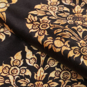 Black And Gold Thai Pattern Digital Print Japan Satin Fabric