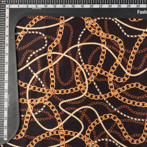 Black And Gold Chain Pattern Digital Print Japan Satin Fabric