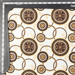 White And Gold Geometric Pattern Digital Print Japan Satin Fabric