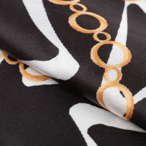 Black And Gold Chain Pattern Digital Print Japan Satin Fabric