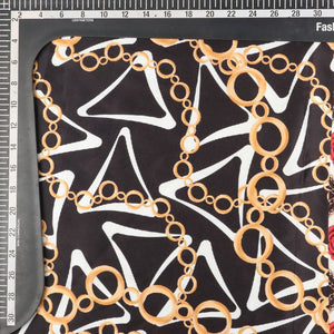 Black And Gold Chain Pattern Digital Print Japan Satin Fabric