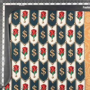 Red And Gold Dollar Pattern Digital Print Japan Satin Fabric