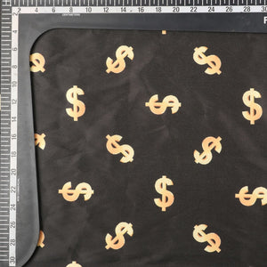 Black And Gold Dollar Pattern Digital Print Japan Satin Fabric