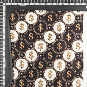 Black And Gold Dollar Pattern Digital Print Japan Satin Fabric