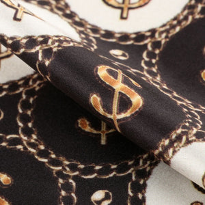 Black And Gold Dollar Pattern Digital Print Japan Satin Fabric