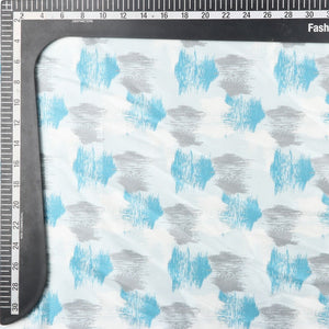 Blue And White Abstract Pattern Digital Print Japan Satin Fabric