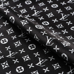 Black And White Geometric Pattern Digital Print Japan Satin Fabric