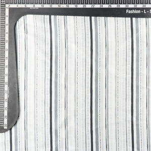 Light Grey And White Stripes Pattern Digital Print Japan Satin Fabric