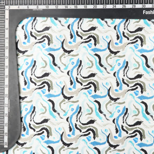 Blue And Black Abstract Pattern Digital Print Japan Satin Fabric