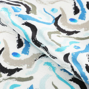 Blue And Black Abstract Pattern Digital Print Japan Satin Fabric