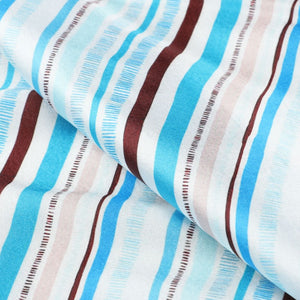 Blue And White Stripes Pattern Digital Print Japan Satin Fabric