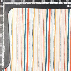 Green And White Stripes Pattern Digital Print Japan Satin Fabric