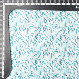 Sea Green And Light Grey Abstract Pattern Digital Print Japan Satin Fabric