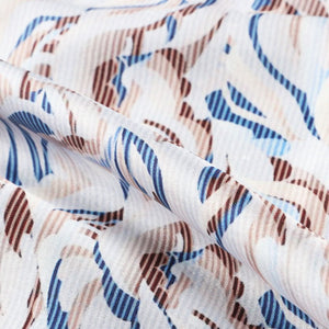 Blue And Brown Abstract Pattern Digital Print Japan Satin Fabric