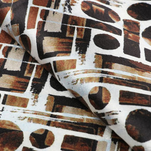 Dark Brown And White Geometric Pattern Digital Print Japan Satin Fabric