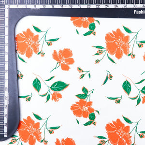 Tricolor Floral Pattern Digital Print Japan Satin Fabric