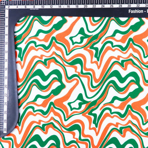 Tricolor Abstract Pattern Digital Print Japan Satin Fabric