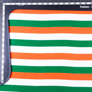 Tricolor Stripes Pattern Digital Print Japan Satin Fabric