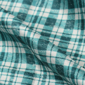 Sea Green And White Checks Pattern Digital Print Japan Satin Fabric