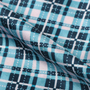 Sapphire Blue And White Checks Pattern Digital Print Japan Satin Fabric