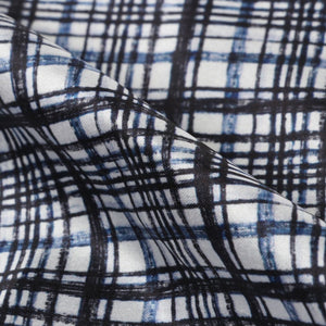 Black And Blue Checks Pattern Digital Print Japan Satin Fabric
