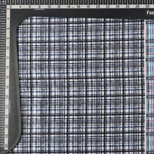 Black And Blue Checks Pattern Digital Print Japan Satin Fabric