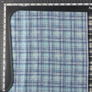 Mint Green And Blue Checks Pattern Digital Print Japan Satin Fabric