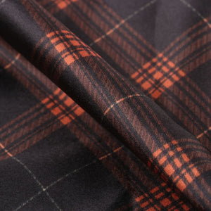 Orange And Black Checks Pattern Digital Print Japan Satin Fabric