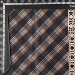 Black And Beige Checks Pattern Digital Print Japan Satin Fabric