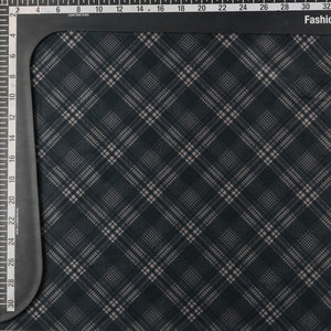 Dark Green And Black Checks Pattern Digital Print Japan Satin Fabric