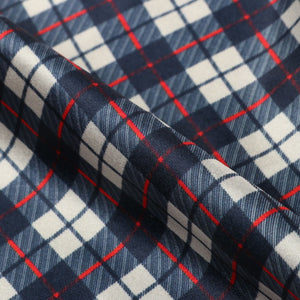 Dark Blue And White Checks Pattern Digital Print Japan Satin Fabric