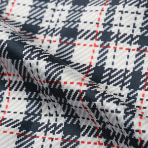 White And Dark Blue Checks Pattern Digital Print Japan Satin Fabric