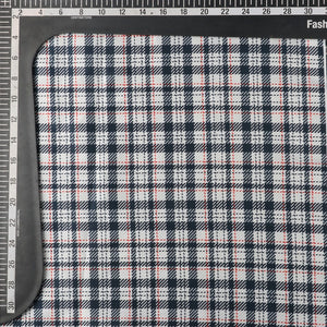 White And Dark Blue Checks Pattern Digital Print Japan Satin Fabric