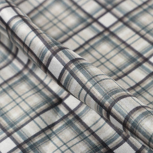 Dusty Olive And White Checks Pattern Digital Print Japan Satin Fabric