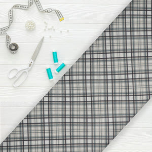 Dusty Olive And White Checks Pattern Digital Print Japan Satin Fabric