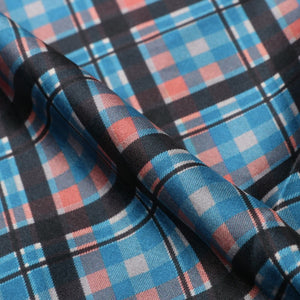 Black And Blue Checks Pattern Digital Print Japan Satin Fabric