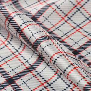 White And Red Checks Pattern Digital Print Japan Satin Fabric