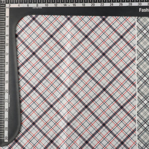 White And Red Checks Pattern Digital Print Japan Satin Fabric