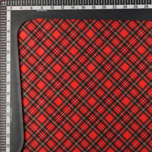 Red And Black Checks Pattern Digital Print Japan Satin Fabric