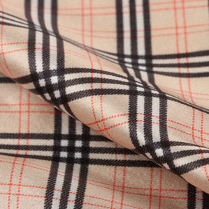 Black And Light Beige Checks Pattern Digital Print Japan Satin Fabric