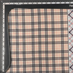 Black And Light Beige Checks Pattern Digital Print Japan Satin Fabric