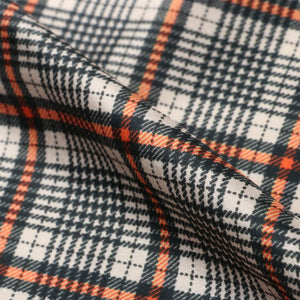 Orange And Black Checks Pattern Digital Print Japan Satin Fabric