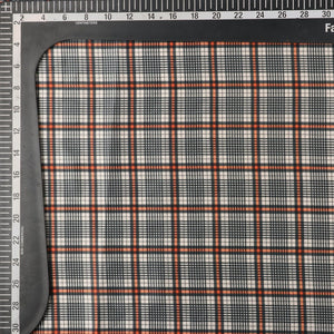 Orange And Black Checks Pattern Digital Print Japan Satin Fabric