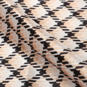 Beige And Black Checks Pattern Digital Print Japan Satin Fabric