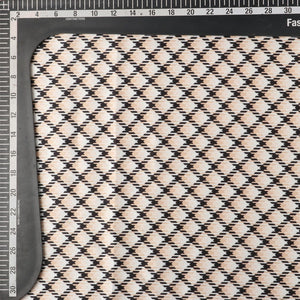 Beige And Black Checks Pattern Digital Print Japan Satin Fabric