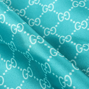 Turquoise And White Chevron Pattern Digital Print Japan Satin Fabric