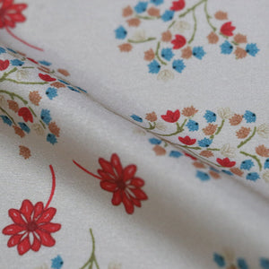 White And Red Floral Pattern Color Digital Print Japan Satin Fabric (Bulk)