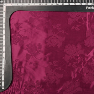 Maroon Floral Pattern Dyed Satin Jacquard Fabric