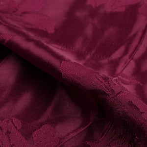 Maroon Floral Pattern Dyed Satin Jacquard Fabric (Bulk)